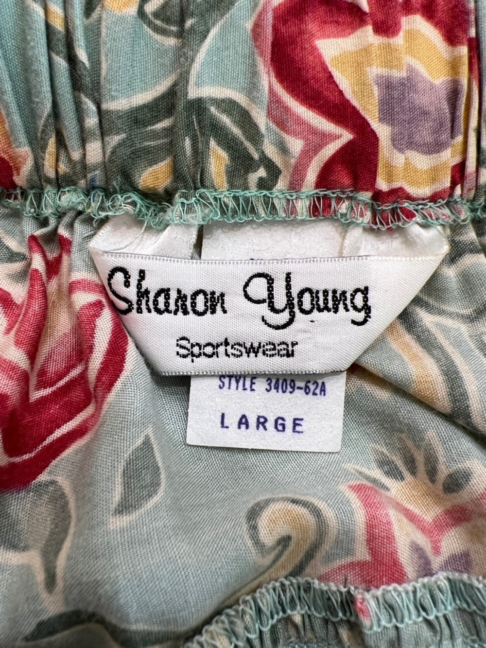 Vintage Sharon Young Floral Midi Skirt Rayon USA Elastic Waist - Picture 6 of 8